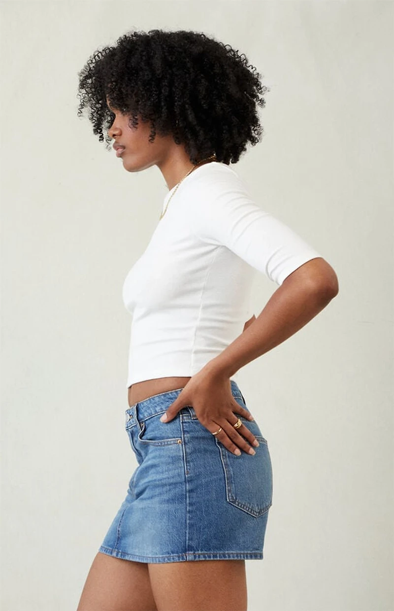 Pacsun Bella Stretch Dark Indigo Mid Rise Denim Mini Skirt