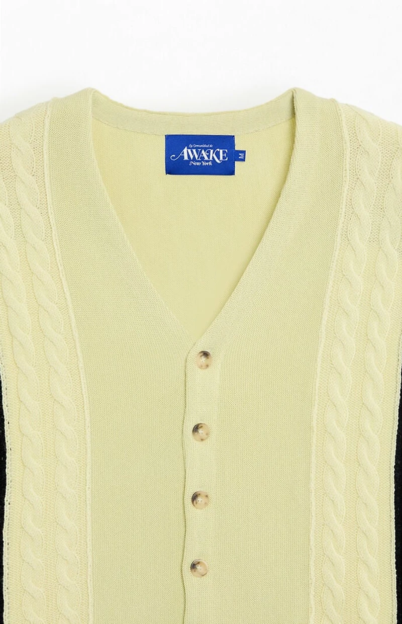 Awake NY Contrast Panel Wool Cardigan