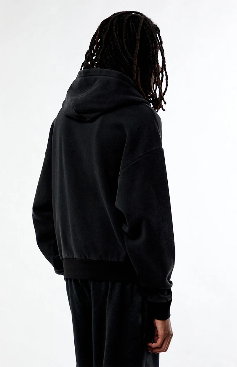 Pacsun Saints Raw Applique Cropped Full Zip Hoodie