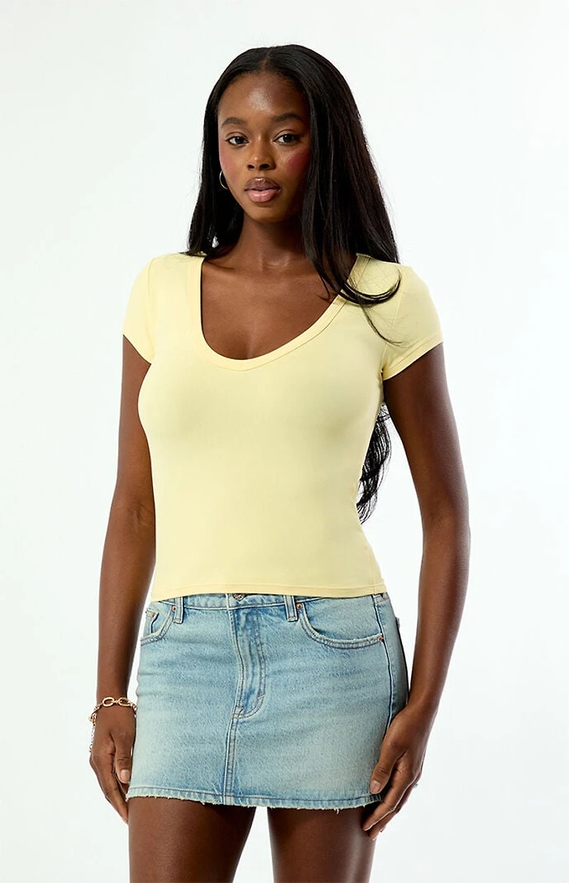 Your Favorite Lucy Deep V Short Sleeve Top