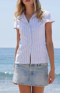 John Galt Striped Rue Collared Top