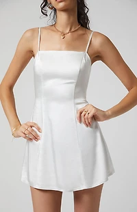 Beverly and Beck Satin Square Neck Mini Dress