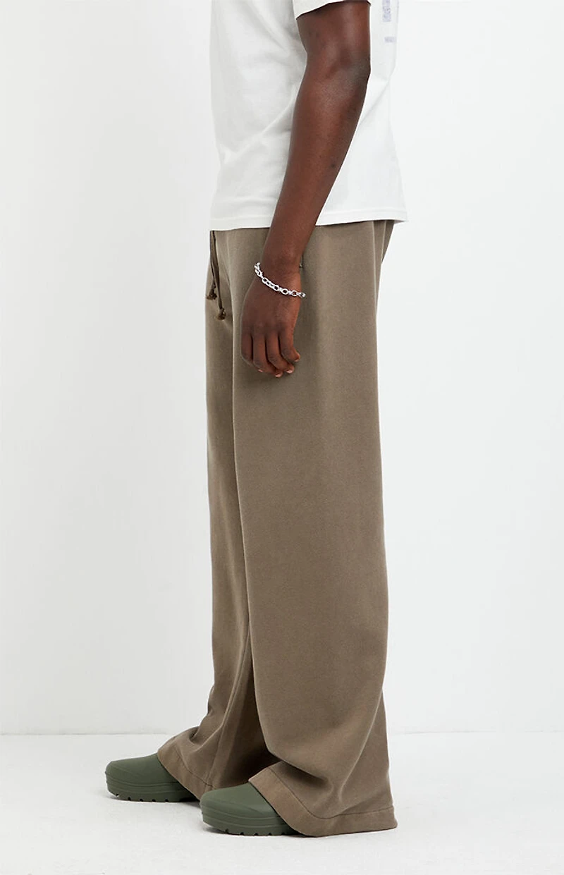 Pacsun Brown Fleece Baggy Bootcut Sweatpants