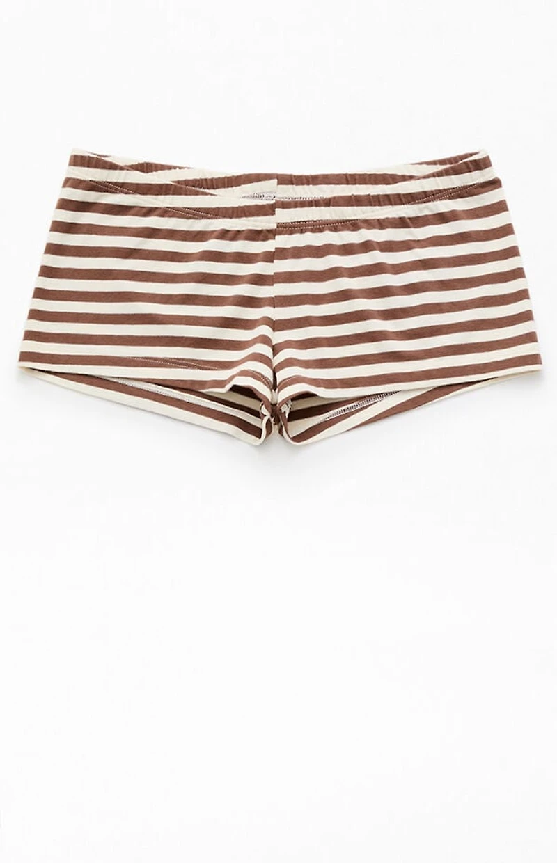 John Galt Brown & White Striped Boxer Boyshorts