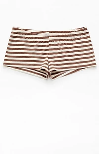 John Galt Brown & White Striped Boxer Boyshorts