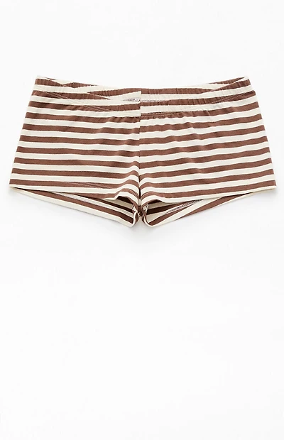 John Galt Brown & White Striped Boxer Boyshorts