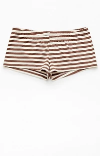 John Galt Brown & White Striped Boxer Boyshorts