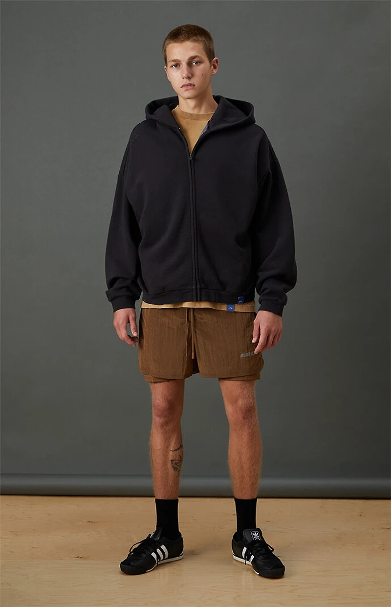 A.R.C. Black Vintage Wash Heavyweight Fleece Zip Up Hoodie