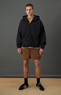 A.R.C. Black Vintage Wash Heavyweight Fleece Zip Up Hoodie