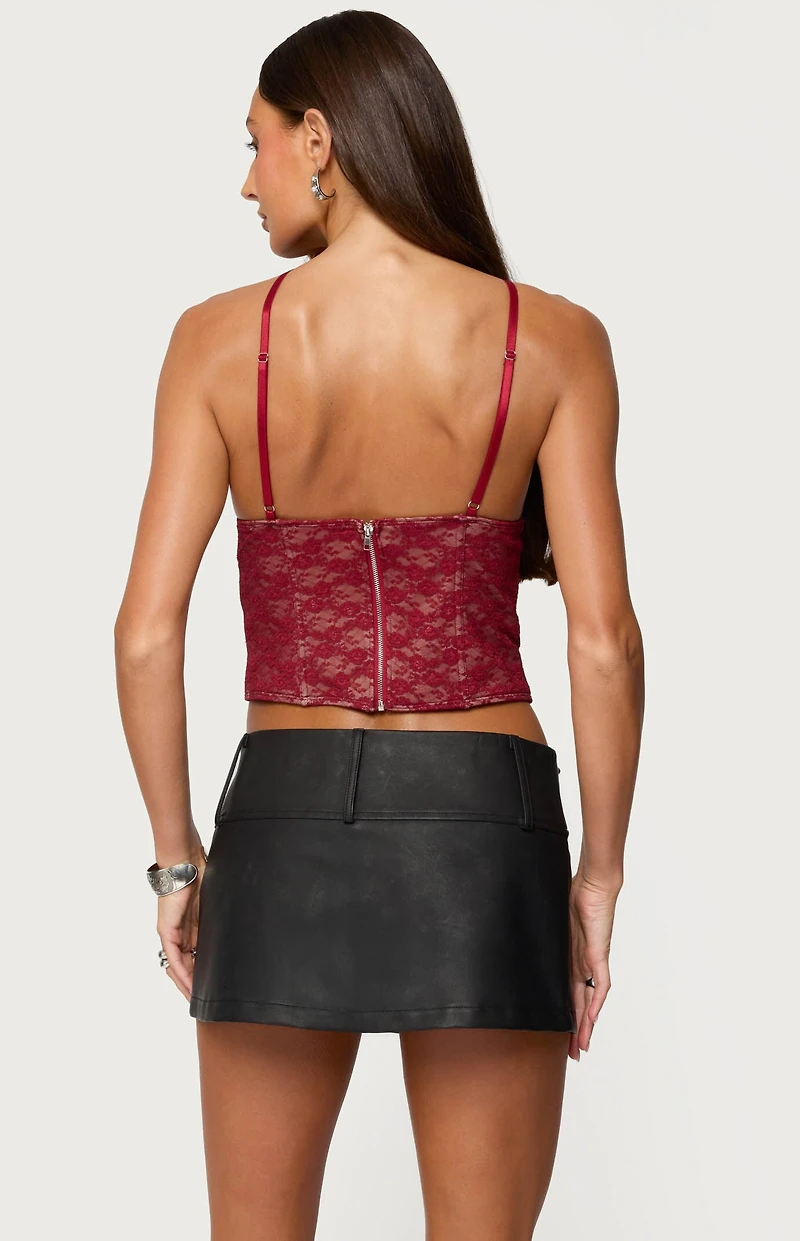 Edikted Tyra Crisscross Lace Boned Top