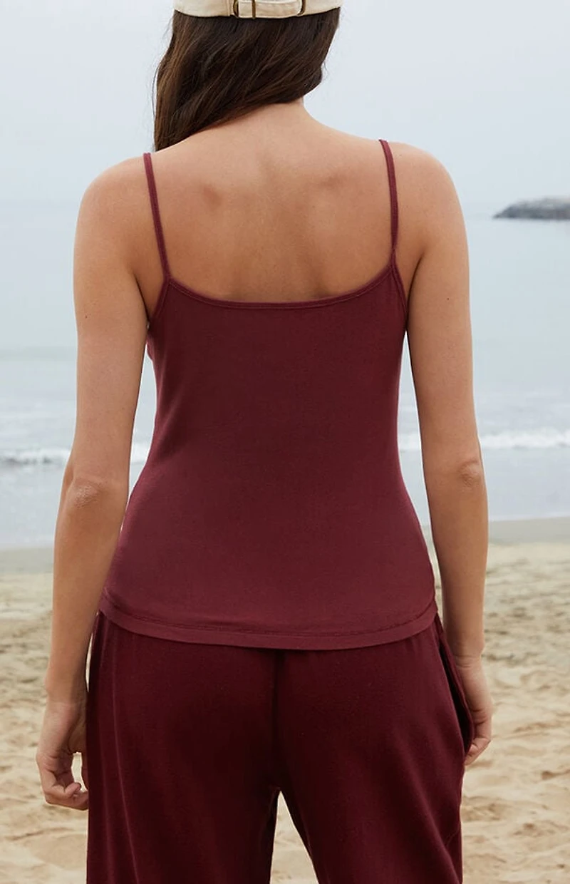 John Galt Burgundy Lorene Button Tank Top