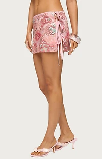 Edikted Bead and Sequin Side Tie Mini Skirt