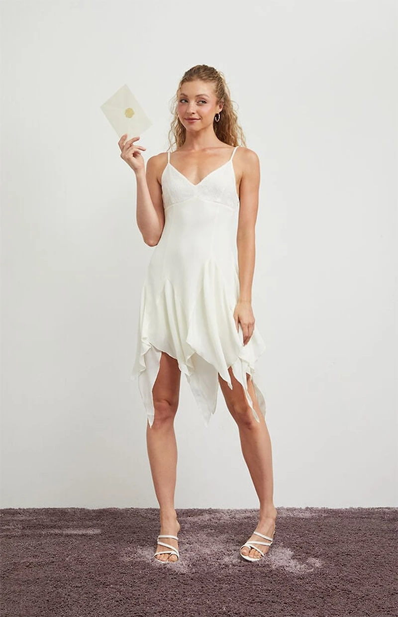 Beverly and Beck Lace Bustier Ruffle Hem Mini Dress
