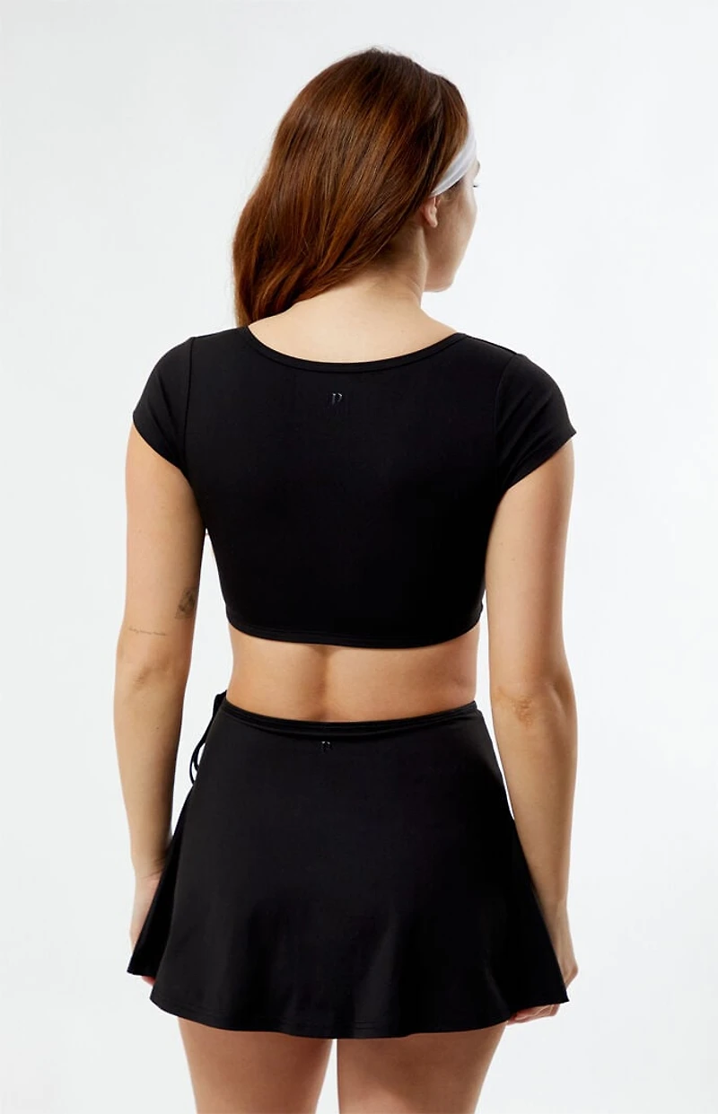 PAC 1980 WHISPER Active Black Anya Surplice Bra Top