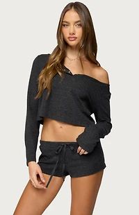 Edikted Teddy Cropped Waffle Top