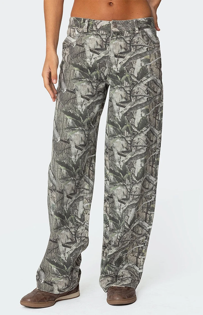 Edikted Camo & Bow Low Rise Jeans