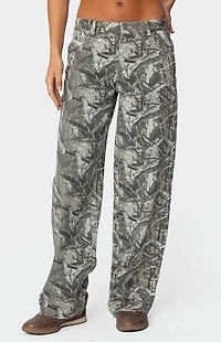 Edikted Camo & Bow Low Rise Jeans