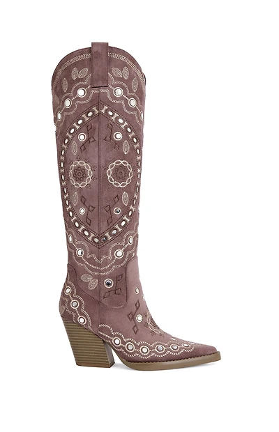 AZALEA WANG Women's Aamina Pink Western Boots