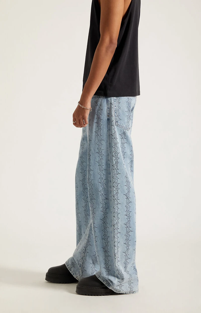 Pacsun Blake Extreme Baggy Jeans Graphic Light Blue