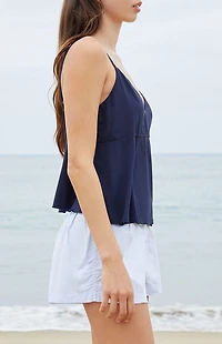 John Galt Navy Tiffany Cropped Tank Top