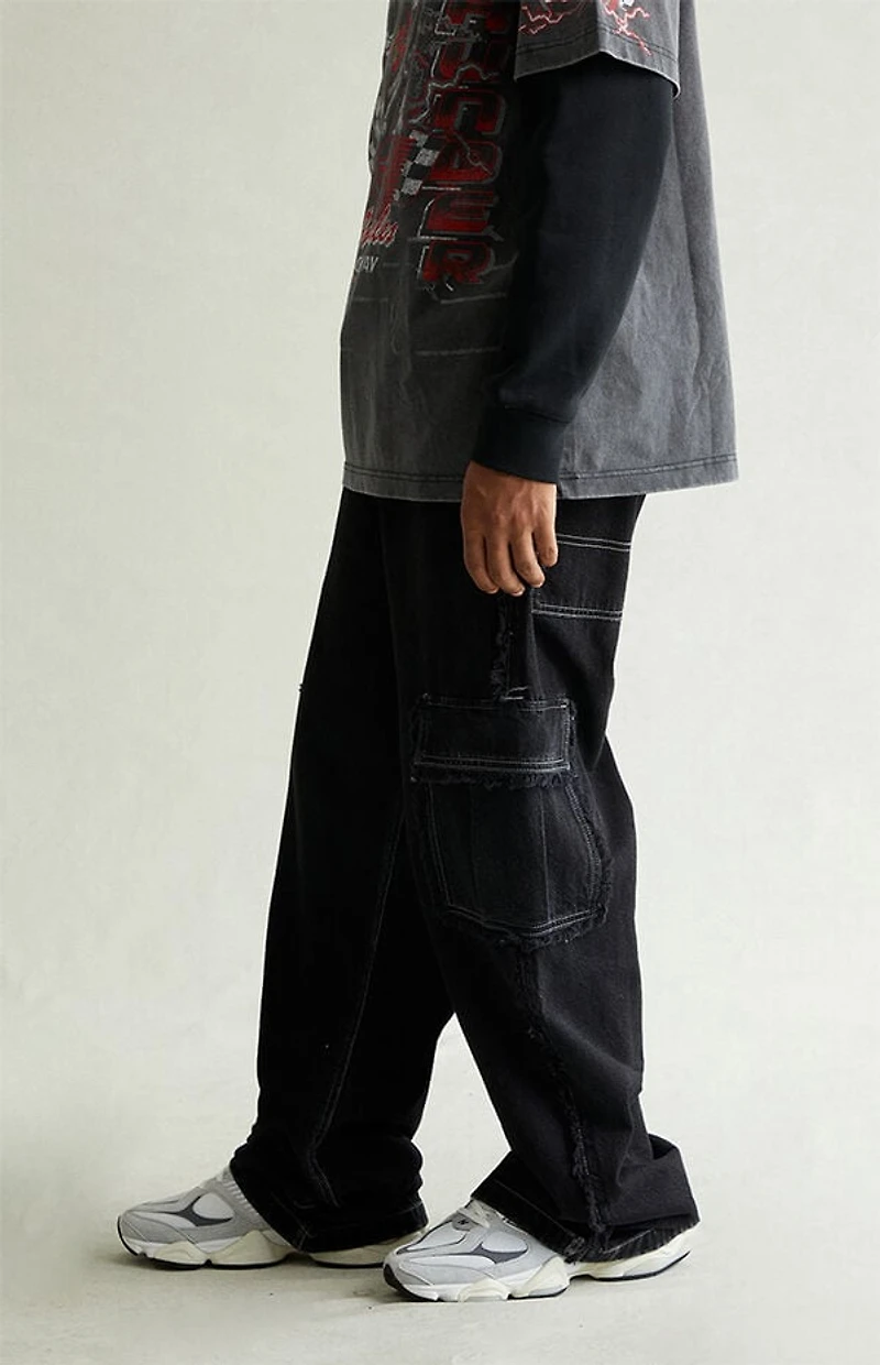 Pacsun Blake Extreme Baggy Jeans Cargo Frayed Black