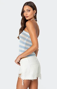Edikted Nox Striped Crochet Tube Top
