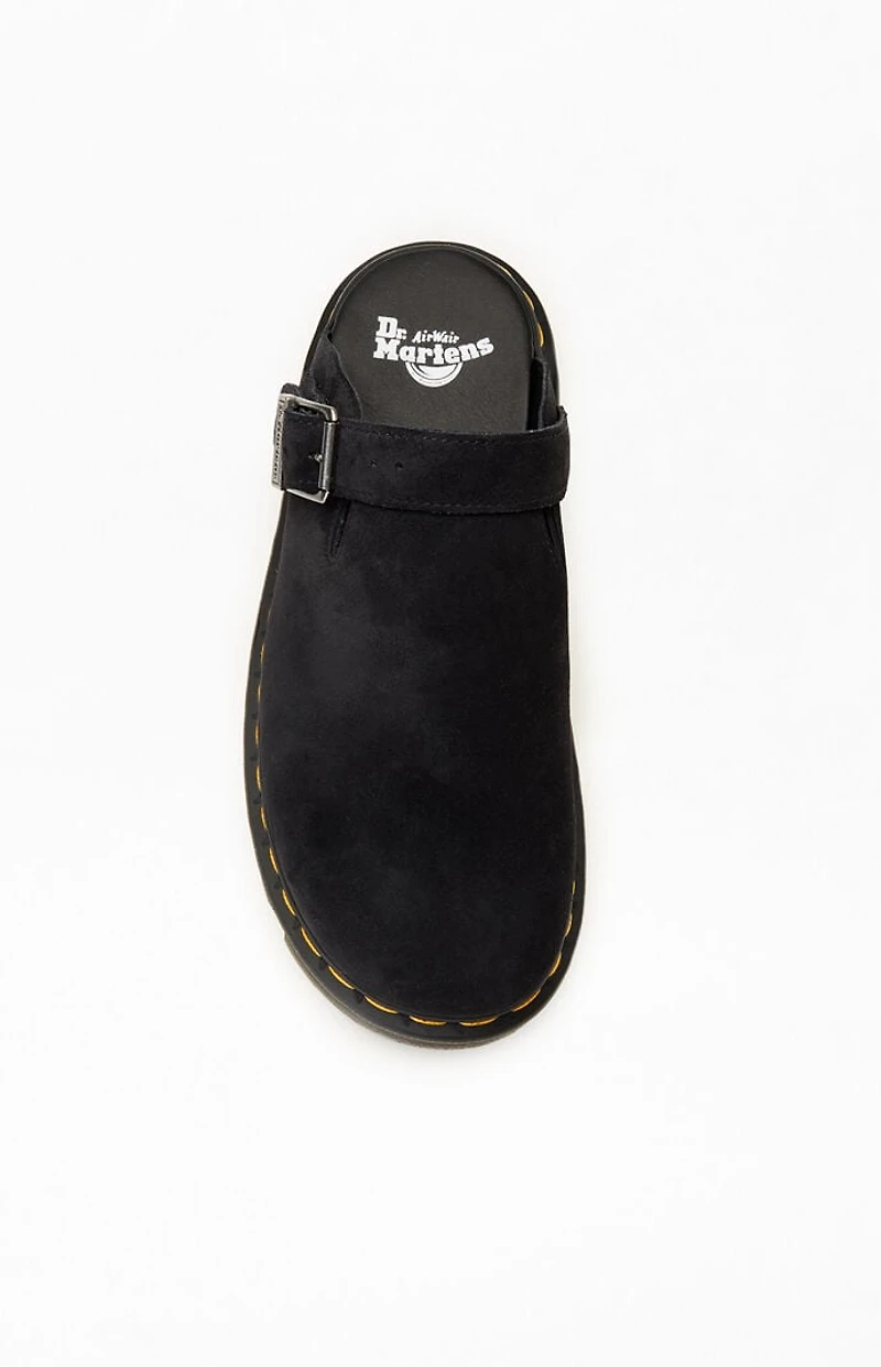 Dr Martens Black Zebzag Suede Slingback Platform Mules