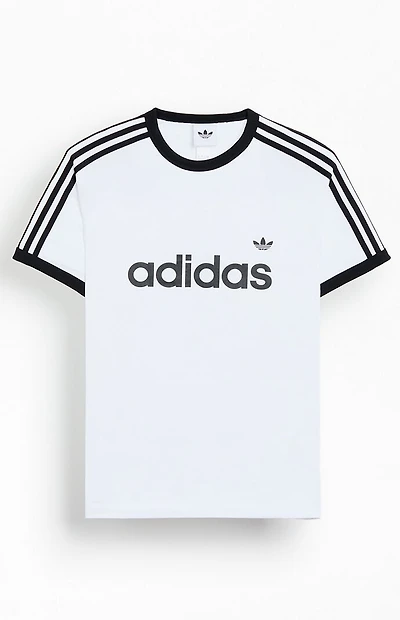 adidas White 3-Striped Ringer T-Shirt
