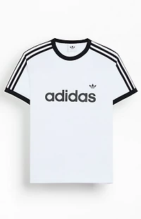 adidas White 3-Striped Ringer T-Shirt