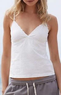 John Galt White Polka Dot Tiffany Tank Top