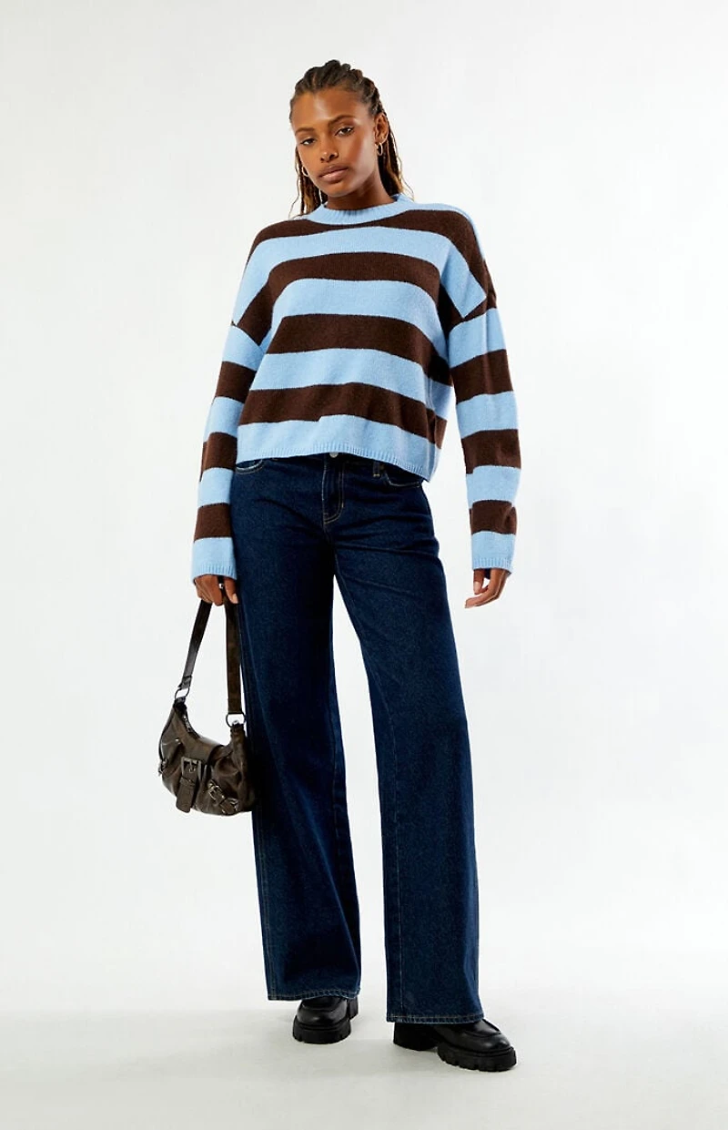 LA Hearts Striped Cozy Crew Neck Sweater