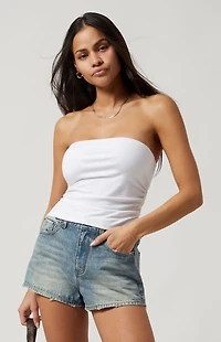 Pacsun Medium Indigo Distressed Denim Mom Shorts