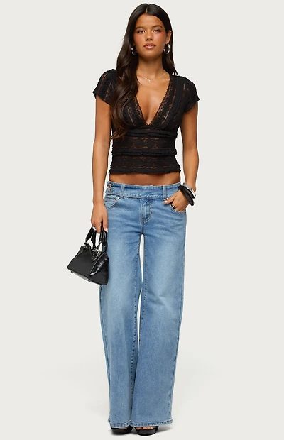 Edikted Dale Low Rise Straight Leg Stretchy Jeans