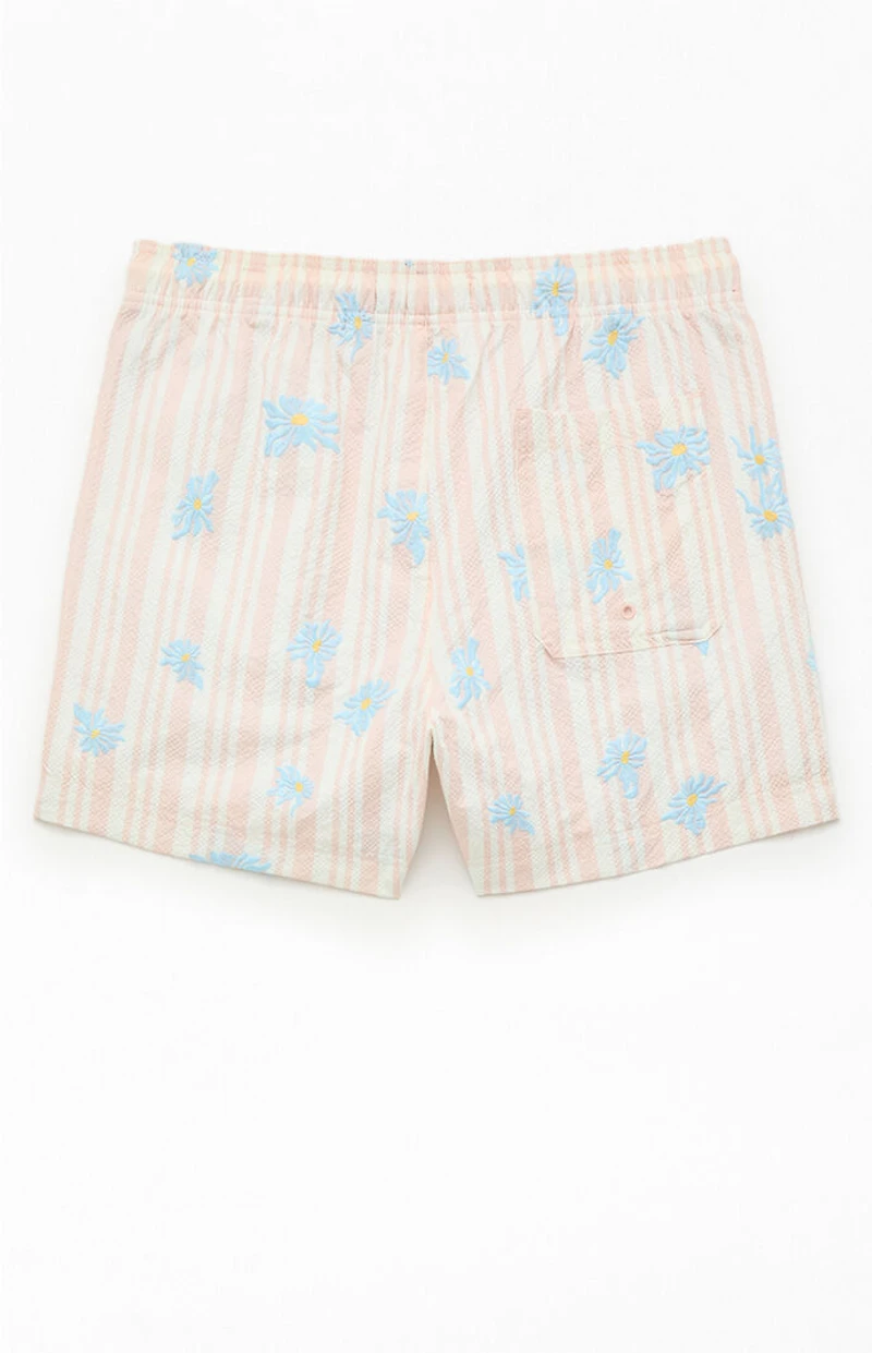 Pacsun Muted Garden Striped Seersucker 4.5" Swim Trunks