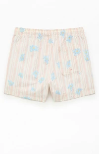Pacsun Muted Garden Striped Seersucker 4.5" Swim Trunks