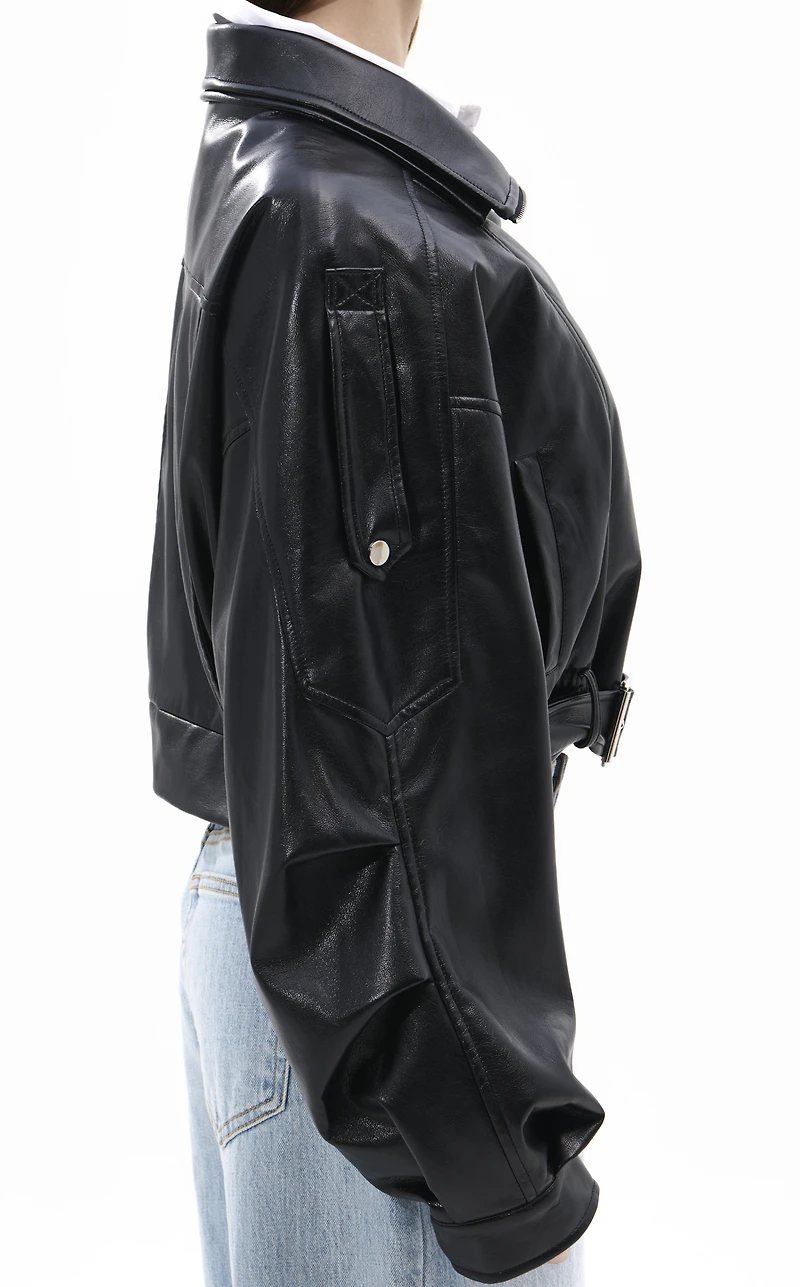 AZALEA WANG Papoose Black Butter Faux Leather Jacket