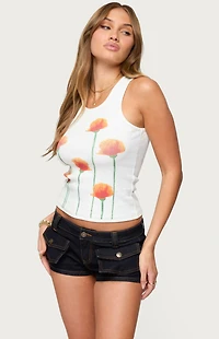 Edikted Wild Flowers Ribbed Tank Top