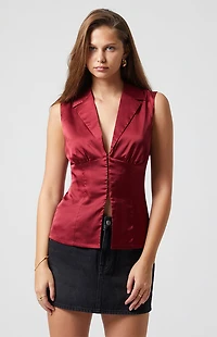Beverly and Beck Satin Hook-And-Eye Vest