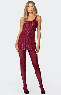 Edikted Rhinestone Mesh Mini Dress
