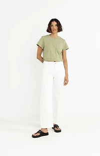 Rhythm White Low Rise Barrel Jeans