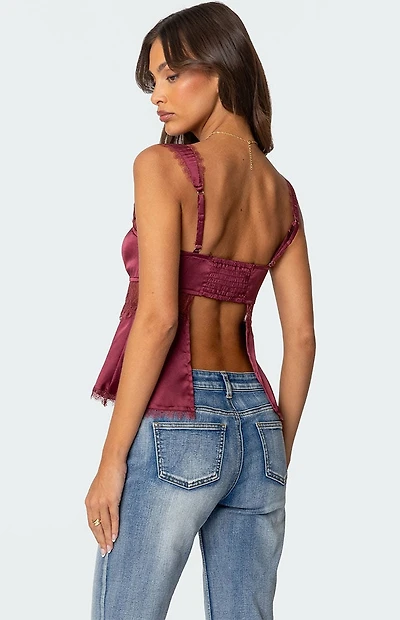 Edikted Loryn Lacey Satin Effect Top