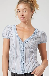 Beverly and Beck Blair Short Sleeve Ruffle Top