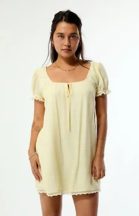 Beverly and Beck Naomi Lace Trim Short Sleeve Babydoll Dress