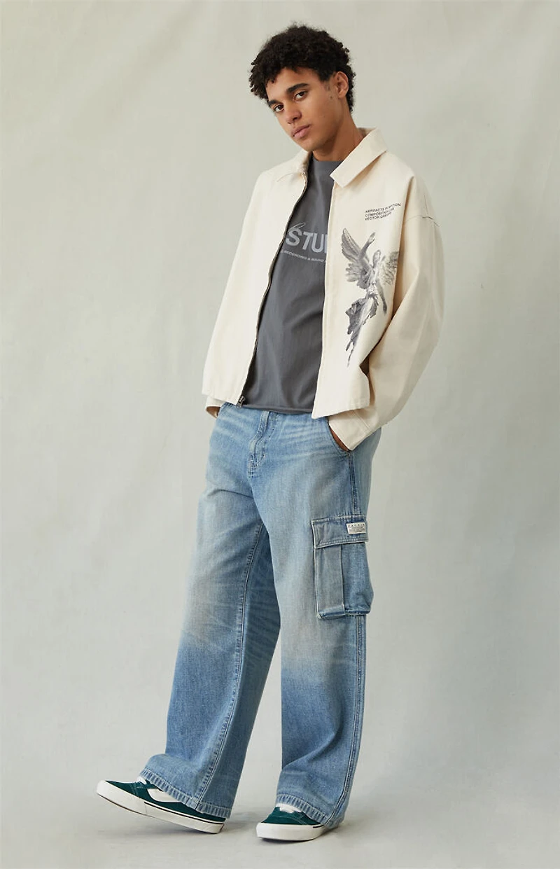 Pacsun Blake Extreme Baggy Jeans Cargo Medium Blue Tint