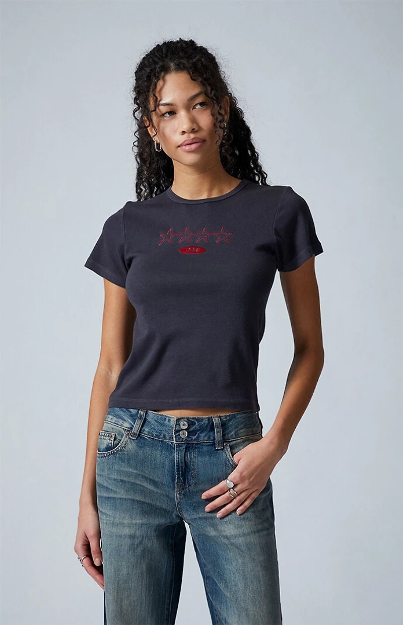 Third Charm Quad Star 1980 Embroidered Skimmer T-Shirt