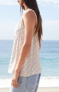 John Galt Red Floral Edith Tank Top