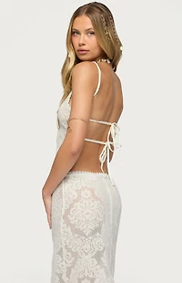 Edikted Violette Sheer Lace Tie Back Top
