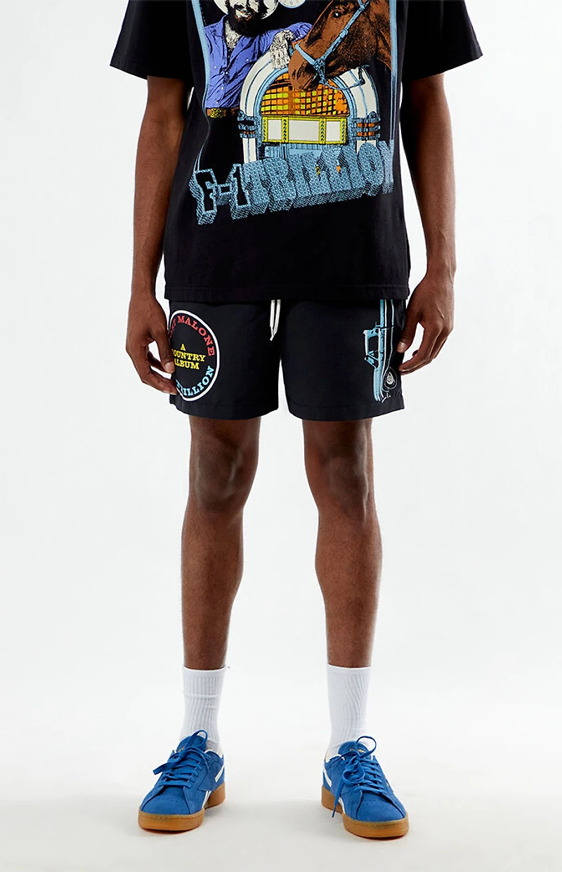 Post Malone Black 4.5" Swim Trunks