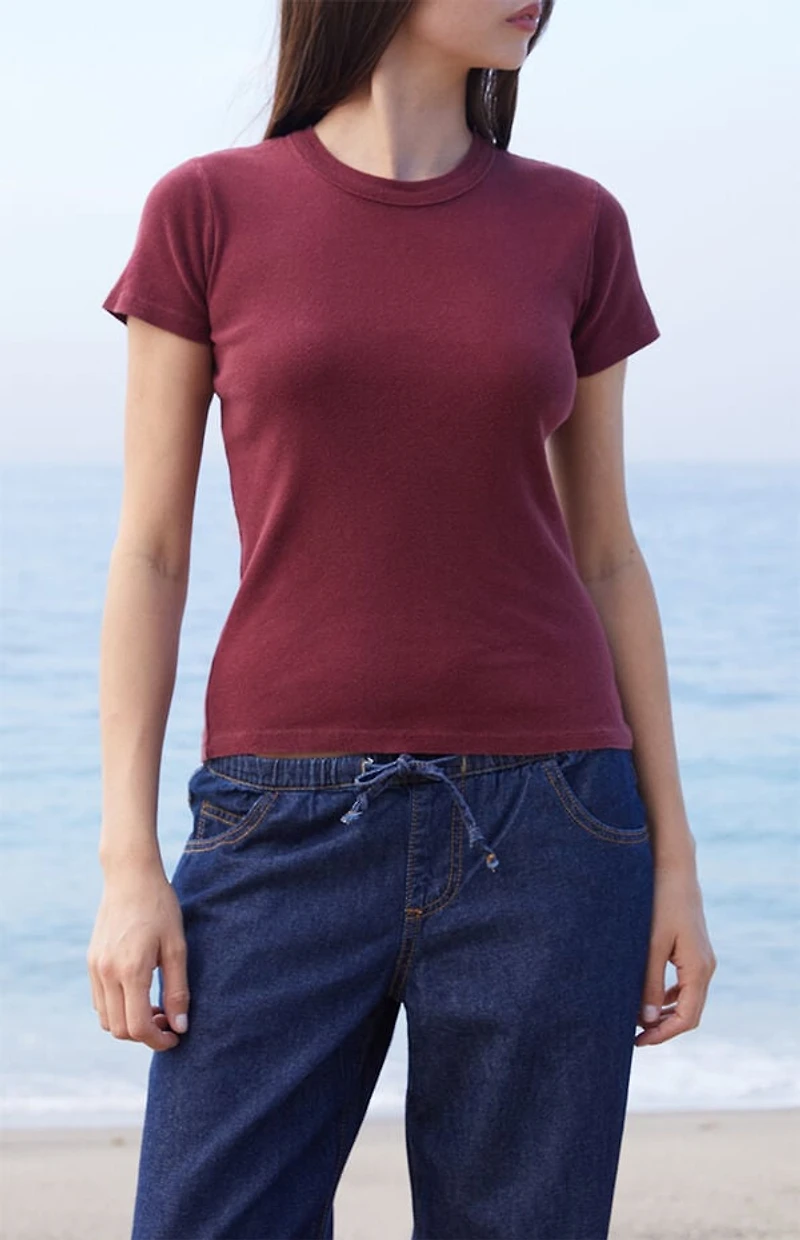 John Galt Burgundy Hailie Short Sleeve Top