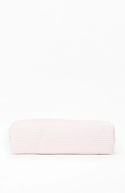 John Galt White & Pink Striped Makeup Bag